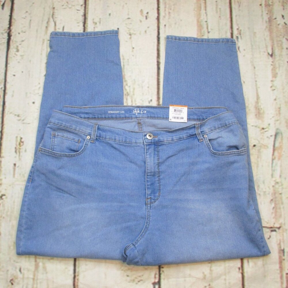 Style & Co Plus Mid Rise Straight Distressed Jeans - Picture 3 of 7